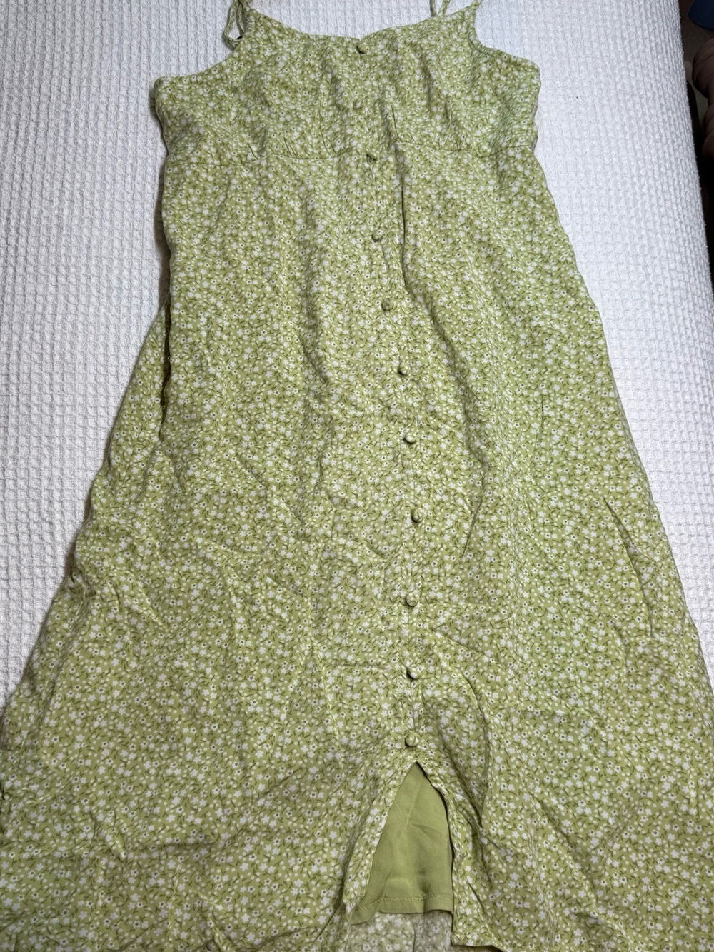 abercrombie kids Light Green Smocked dress with Floral Lining